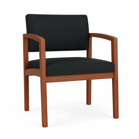 LESRO Lenox Wood Wide Guest Chair Wood Frame, Cherry, MD Black Upholstery LW1201